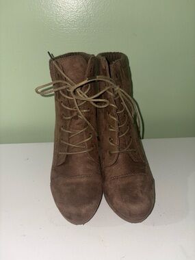 Charlotte Russe Brown Suede Lace-Up Ankle Boots